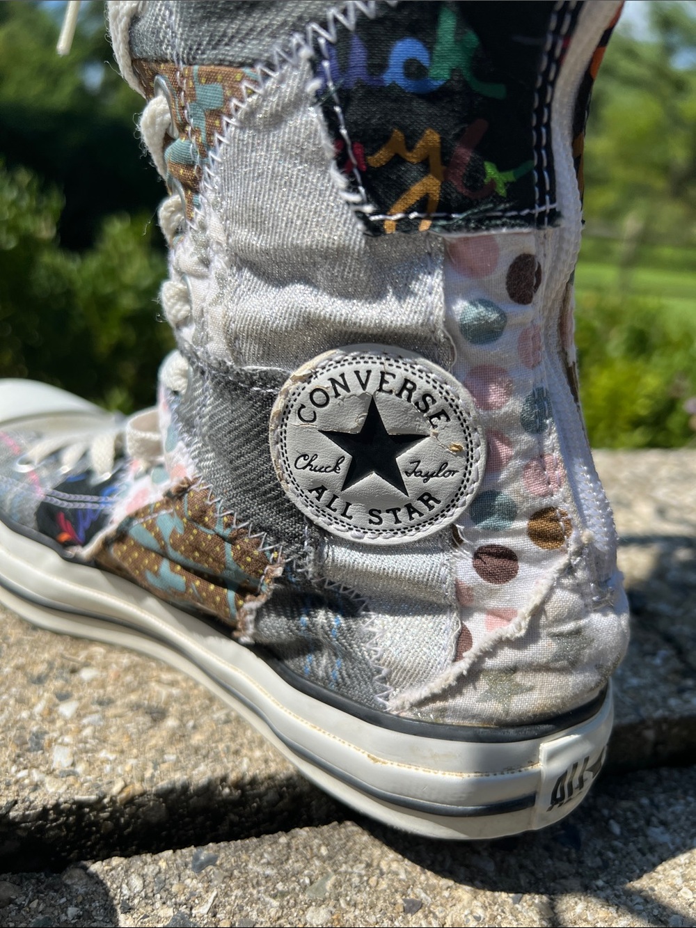 Rare Vintage Converse Chuck Taylor All Star Patchwork Knee-high Sneakers Size 6 - Picture 7 of 15